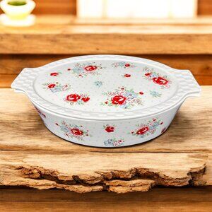 Porcelain Floral Katie Rose - Grace Pantry Oval Baker with Lid